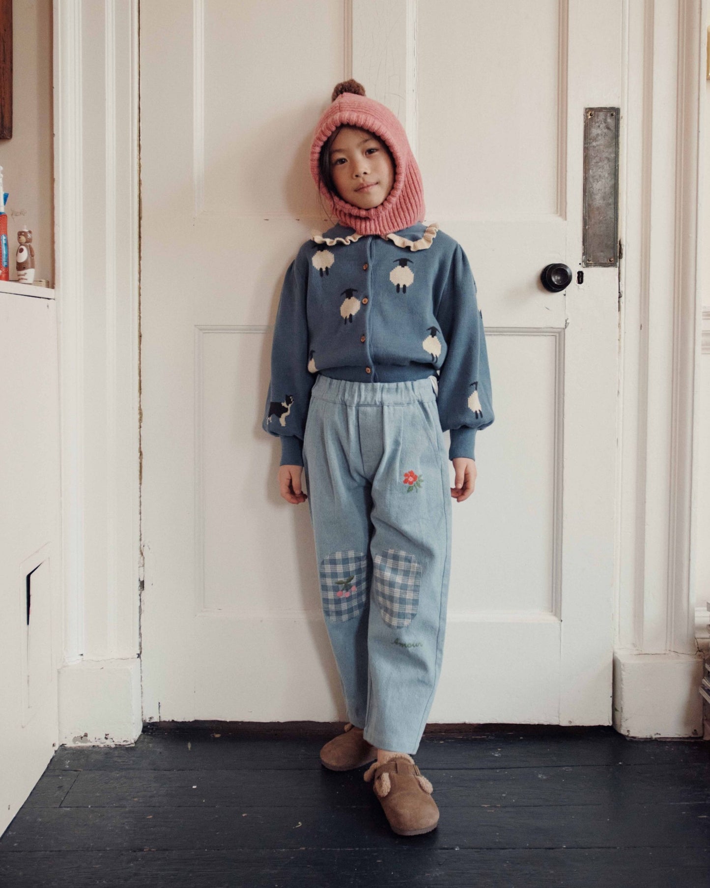 Cagoule enfant - Laine mérinos rose