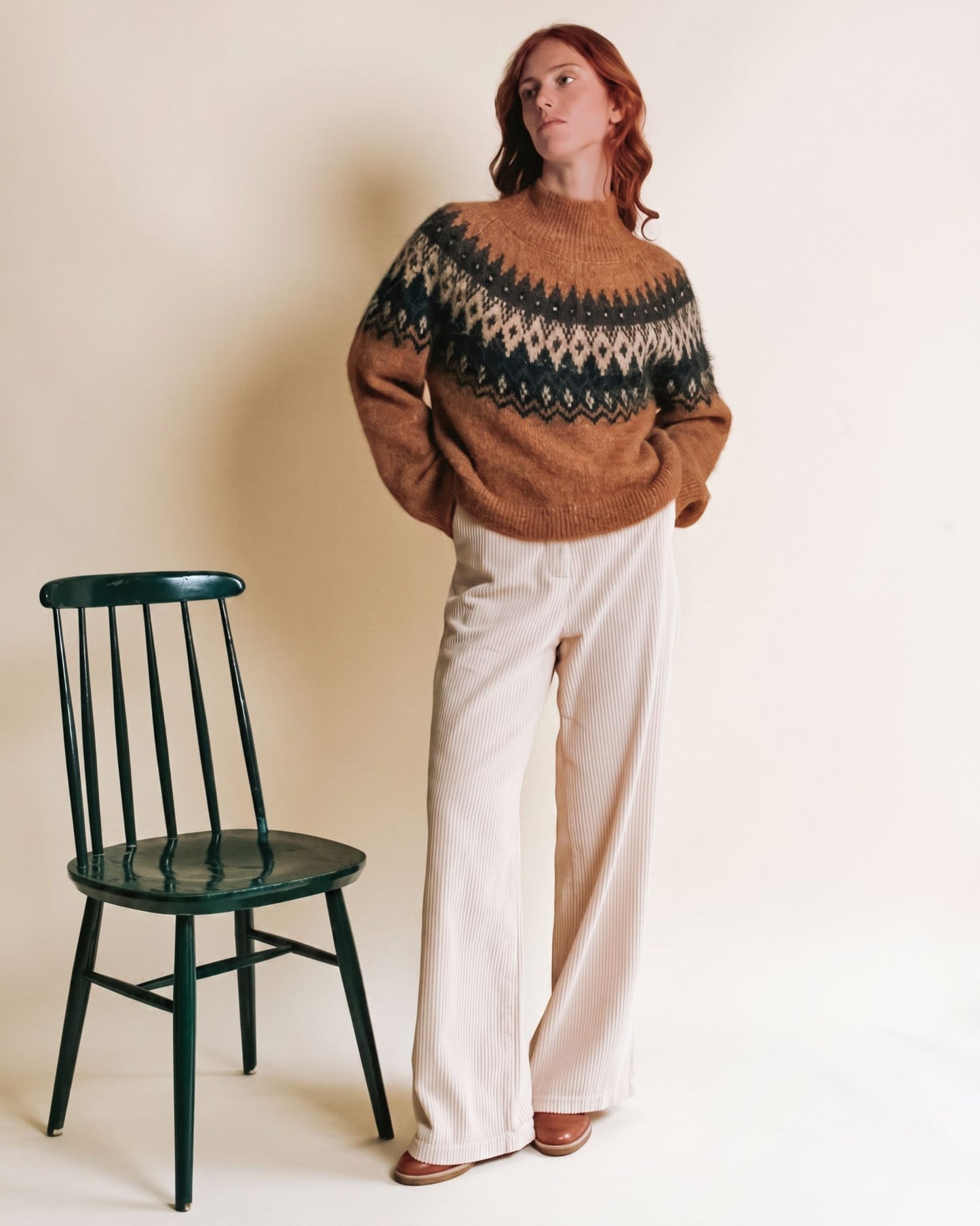 Pantalon - Velours cotelé crème