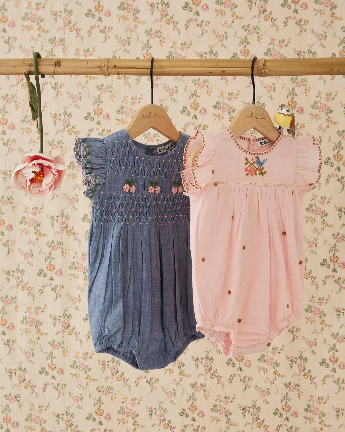 Combibloomer - Brodé smocké chambray