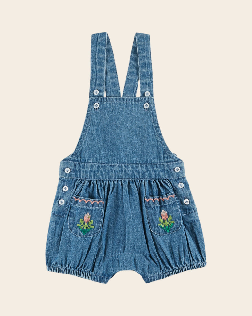 Salopette - Poches brodées denim