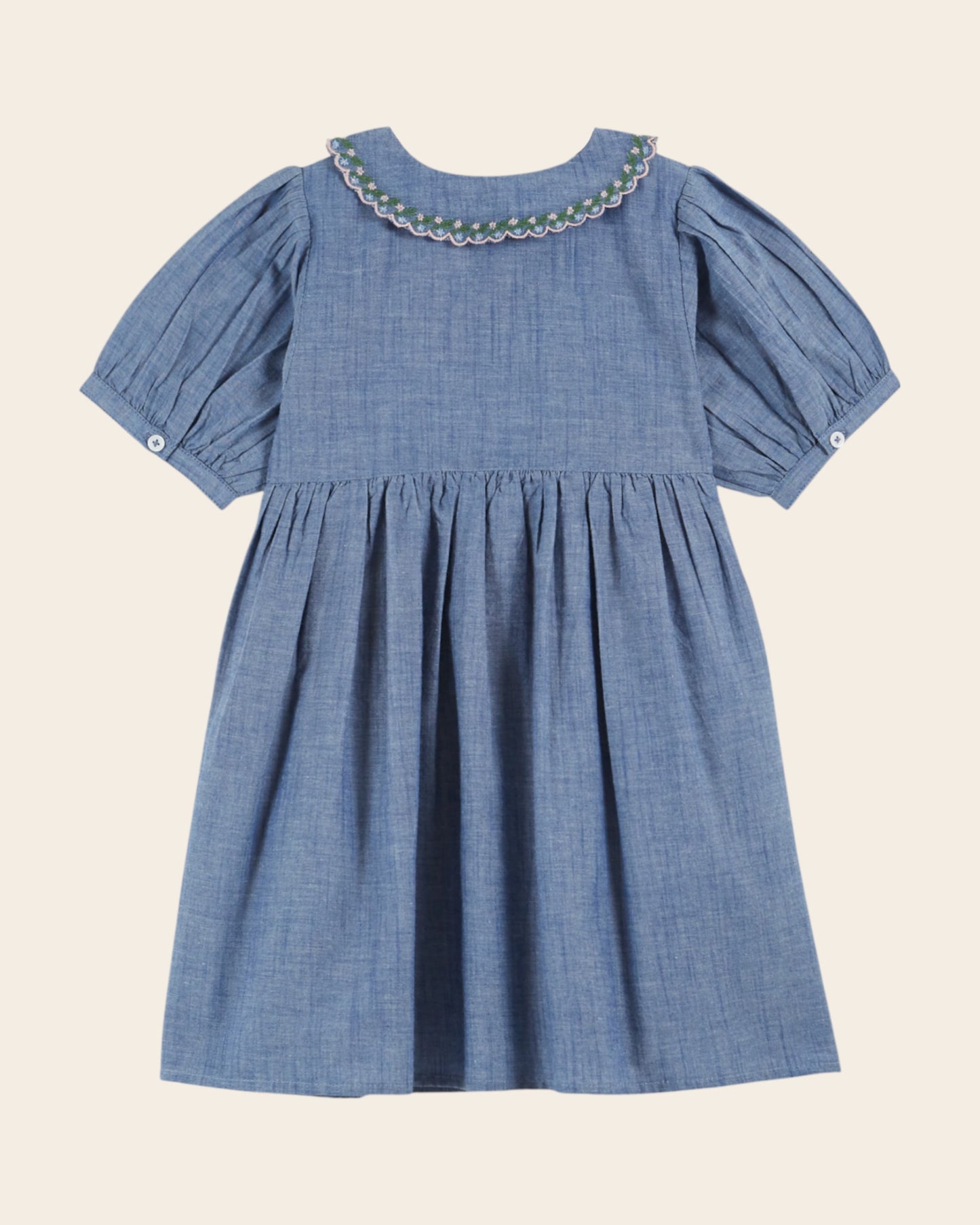 Robe - Brodé smocké chambray