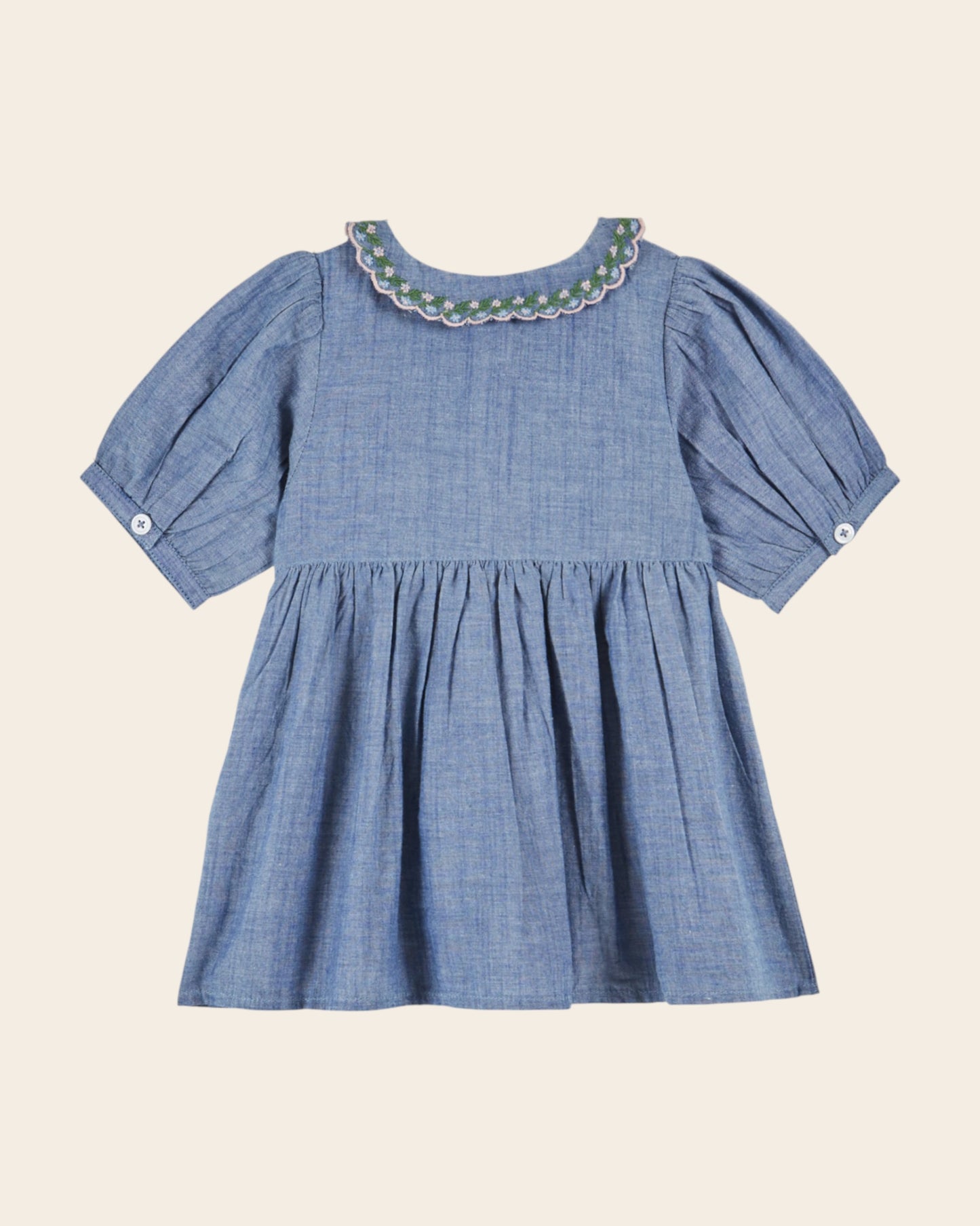 Robe - Brodé smocké chambray