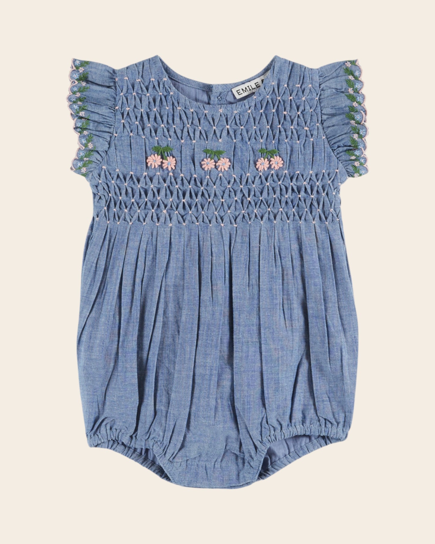 Combibloomer - Brodé smocké chambray