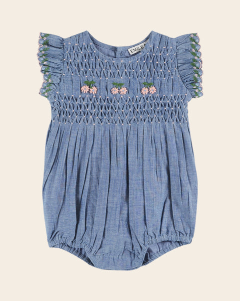 Combibloomer - Brodé smocké chambray