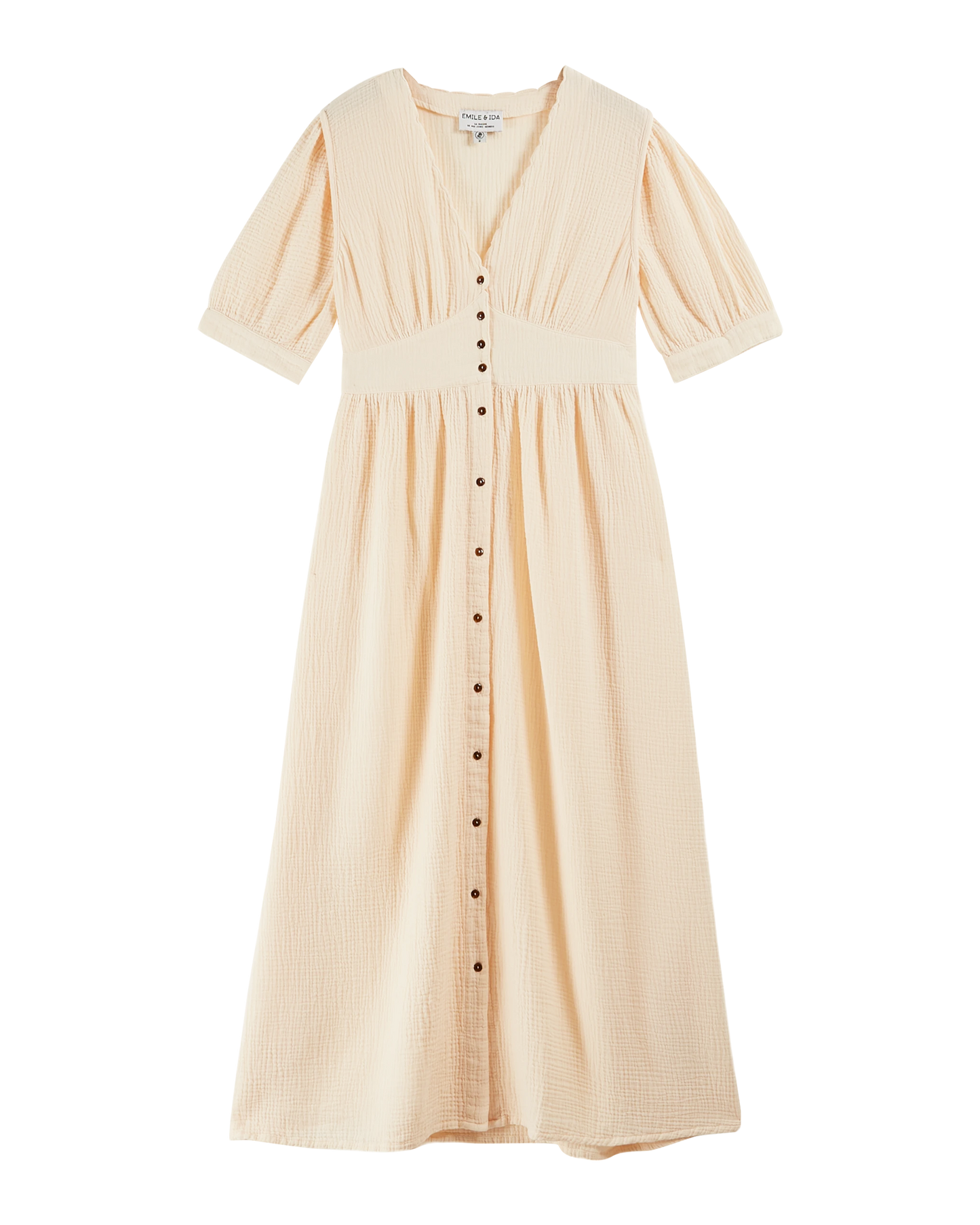 Long cream cotton gauze dress